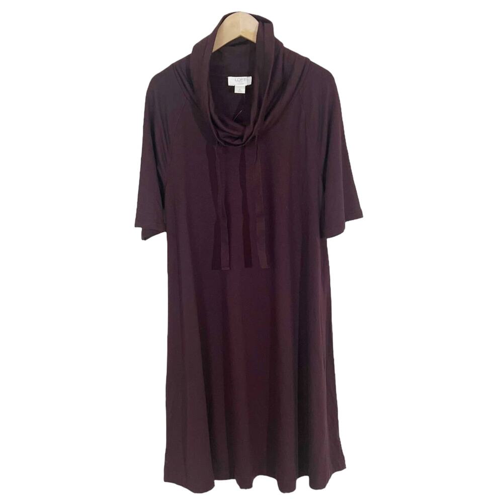NWT Ann Taylor LOFT Cowl Neck T-Shirt Dress Burgundy Size Small